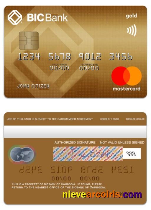 Cambodia BICBank credit gold mastercard